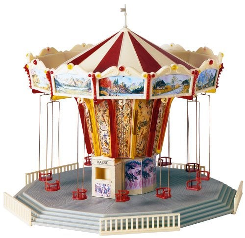 FALLER Kettenkarussell Modellbausatz mit 146 Einzelteilen Ø 152 x 125 mm I Modelleisenbahn Zubehör H0 I Modelleisenbahn H0 Kirmes Kettenkarussell