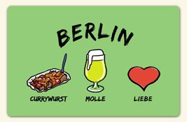 die stadtmeister Kühlschrankmagnet Berlin: Currywurst-Molle-Liebe - als Geschenk für Berliner & Fans der Hauptstadt oder als Berlin Souvenir