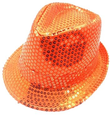 TrendandStylez Pailleten Hut Glitzer Kappe Sylvester Karneval Party 11 Farben (Orange)