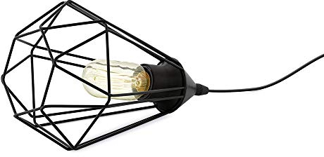 EGLO Tischlampe Tarbes, 1 flammige Vintage Tischleuchte im Retro Look, Nachttischlampe aus Stahl, Farbe: Schwarz, Fassung: E27, inkl. Schalter