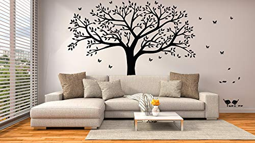 Sticker mural géant en vinyle Motif arbre photo de famille noir