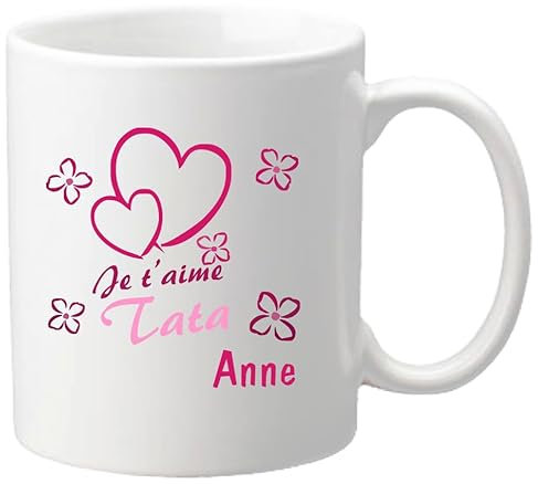 Gravure Events Mug Je t'aime Tata - Cadeau pour Noël, Anniversaire, Naissance, Baptême