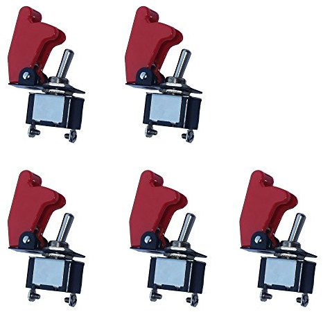 Mintice 5 X KFZ Rote Kippschalter Schalter Wippschalter 12V 250V DC SPST 2-Polig Metall