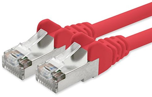 1aTTack.de Network cable CAT5e 2x RJ45 connector foil and braid-shielded SFTP network patch cable 20m red