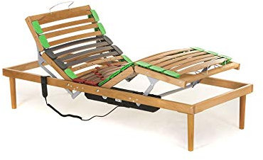 Materassimemory.eu Rete Piazza e mezza in legno di faggio Alzata Motorizzata Testa Piedi con telecomando mis. 120x190 doghe ammortizzate e basculanti