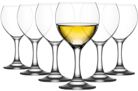 LAV Misket White Wine Glasses - 210ml - Pack of 6 - Small Dishwasher Safe Glass Wedding Christmas Birthday Party Drinking Glassware Goblet Set