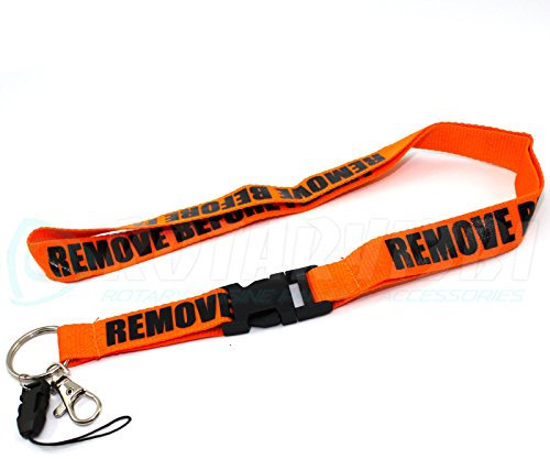 Rotary13B Umhängeband mit Aufschrift Remove Before Flight, Orange / Schwarz