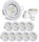 linovum 10er Set Einbauleuchte rund LED GU10 230V - runde Design Deckenspots Alu gebürstet inkl. LED GU-10 neutralweiß 6W
