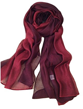 UK_Stone Damen Elegant Einfarbig Farbverlauf Weinrot Schal Halstuch Gross Abendkleidung Stola Muttertag Geburtstag Geschenk