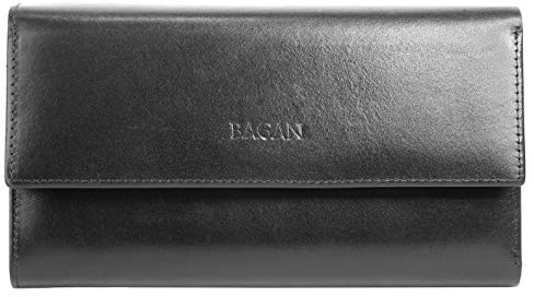 BAGAN Geldbörse Echt Leder Damen | schwarz | 018956