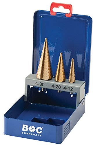 Bohrcraft Jg. brocas escalonadas HSS-TiN, caja metálica // # 1-2A - 3A / 3-uds.