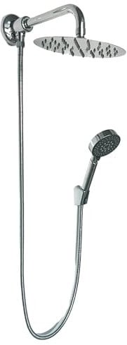 Set Doccia Completo Multigetto Con Soffione 20 cm, Braccio Ottone 40 cm, Doccetta Anticalcare, Flessibile 150 cm E Deviatore A Pressione Foxy Body Per Installazione Facile
