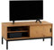 IDIMEX Meuble TV Selma Banc télé de 98 cm au Style Industriel Design Vintage avec 1 Porte coulissante et 1 Compartiment Ouvert, en pin Massif teinté Brun Clair