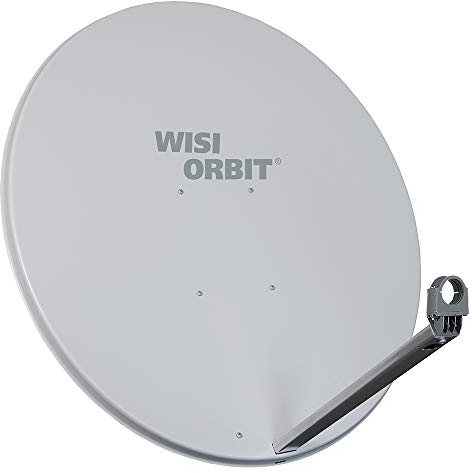 Wisi Orbit Line Satelliten Offset-Antenne OA10A in Lichtgrau – 100cm Reflektor mit 40mm LNB-Halterung, Feedarm und Mastschellen – Komplette Sat Antenne mit Montagezubehör, 75675