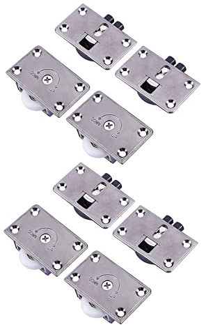 LOOTICH Nueva Versión Placa de Armario Gabinete de Muebles Metal Rueda Diámetro de 24mm Puerta Deslizante Corredera del Rodillo Kit 4 Pares