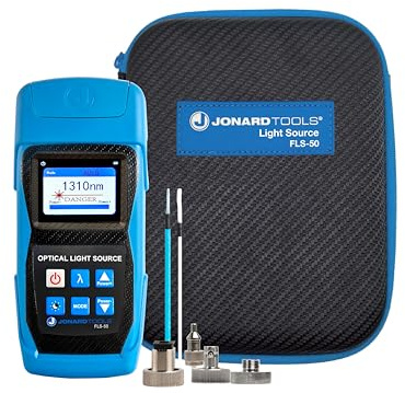 Jonard Tools FLS-50 Fiber Optic Light Source with Included FC/SC/LC (PC/UPC) Adapters for Single Mode Fiber Measurements (2025 Model)