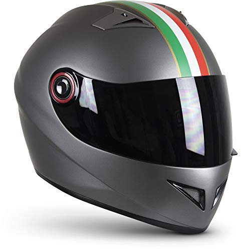 SOXON® ST-666 „Imola Titan“ · Integral-Helm · Full-Face Motorrad-Helm Roller-Helm Scooter-Helm Cruiser Sturz-Helm StreetFighter-Helm · ECE 22.05 Visier Schnellverschluss Tasche XL (61-62cm)