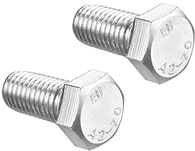 sourcing map M12 Sechskantschraube, M12–1,75 x 25 mm, 304 Edelstahl, 4,8 Vollgewinde, Sechskantschrauben, 2 Stück