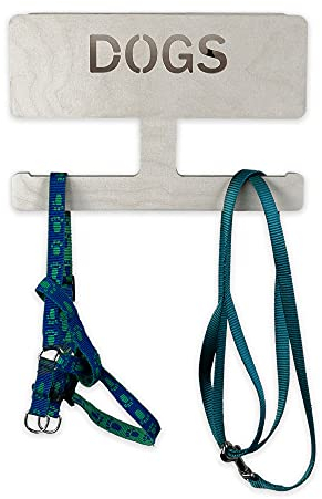 INEXTERIOR Hundegarderobe - Leinenhalter mit Ablage - Hundezubehör - Dogs - aus Birkenholz - personalisierbar - Made in Germany - Verschiedene Varianten Hellgrau