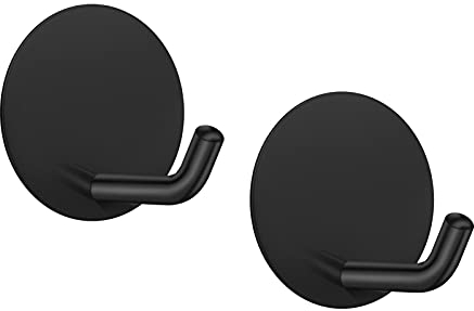 LJLink Lot de 2 crochets muraux autocollants pour serviette, clé, manteau en acier inoxydable, pas de perçage ni de vis, crochets de porte autocollants pour salle de bain, cuisine, armoire