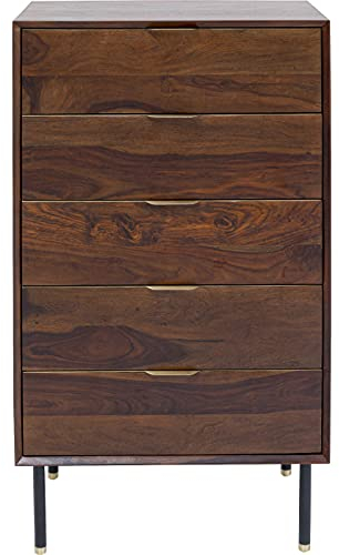 Kare Design Kommode Ravello, Braun, Schrank mit 5 Schubladen, Aufbewahrungsschrank, Massivholz, 114x65x40 cm (H/B/T)