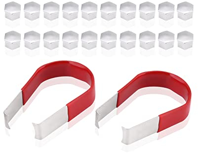 Yctze Radschraubenabdeckung, 20 Stück 19mm Chrom Universelle Radmutter Bolzen Kappe Abdeckung mit Entfernungswerkzeug, Radmutternkappe, Rad verriegeln Nut Kappe, Rad verriegeln Bolzen Abdeckung