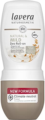 lavera Deo Roll-On NATURAL & MILD 48h - vegan - naturkosmetik - bio hafer- & natürliche mineralien - ohne aluminium - klimaneutral - 48h schutz - dermatologisch getestet - 50ml