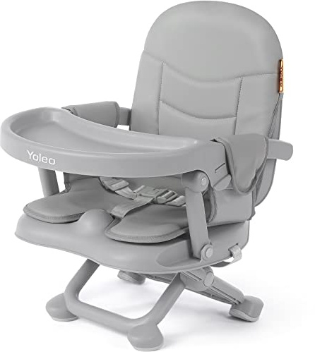 YOLEO Baby High Chair Booster Seat for Dining Table, Foldable High Chairs with Adjustable Heights, Travel Booster Seat with Removable Tray