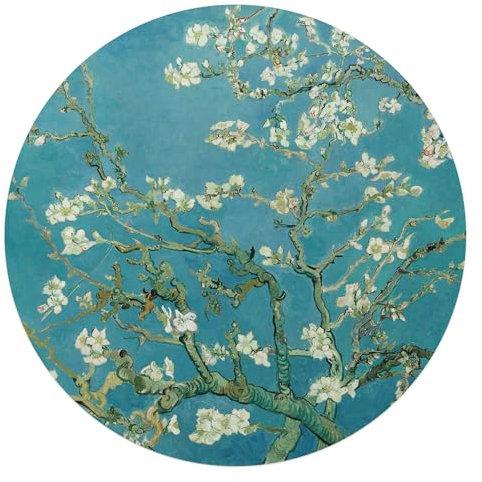 REINDERS Glasbild, Van Gogh Mandelblüte, Wohnzimmer, Poster, Wanddeko, Glasbilder, Glas, Blau, Ø 70cm