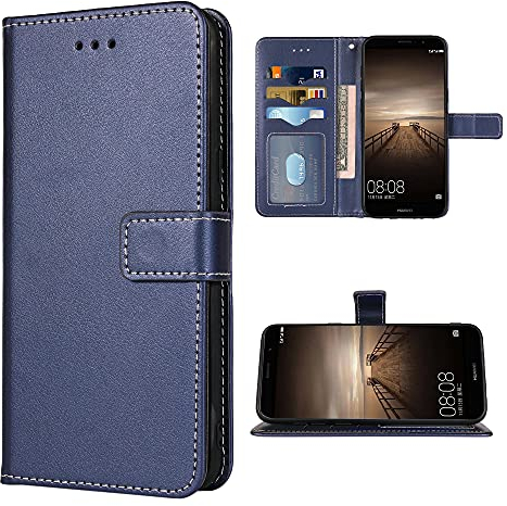 FDCWTSH Kompatibel mit Huawei Mate 9 Wallet Case Wrist Strap Lanyard Leder Flip Cover Kartenhalter Stand Handyzubehör Folio Geldbörse Handyhüllen für Hwauei Mate9 MHA-L29 Damen Herren Blau