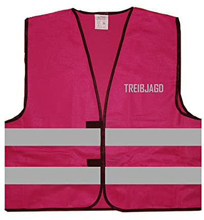 Warnweste - Signalweste - TREIBJAGD - Warnweste mit reflektierendem Aufdruck - Größe XXL / 3XL, Magenta