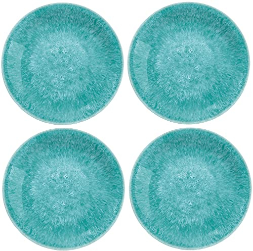 Bali Brights Aqua/Turquoise Melamine/Plastic/BBQ/Outdoor Dinner Plate Set (4)