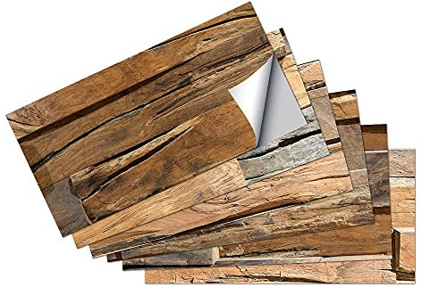 Piastrelle Adesive Finta Venatura Legno Piastrelle Adesive Cucina Bagno Impermeabile a Prova di Spruzzi Mattonelle Adesive Resistente al Calore Paraschizzi Cucina Adesivo Adesivi Murali 15x30cm/6pcs