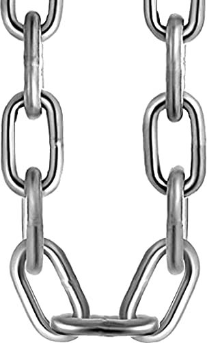 Heavy Duty Galvanised Metal Link Chain Thick Stainless Steel for Bike Lock Padlock Security Gate Fence Gym Weight Lifting Extra Strong Long Length Welded Hot Metal Dipped Polished (4MM, 1.5 Metre)