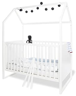 Babyzimmer Möbel Spar-Set 'Hilda & Viktoria', mit Hausbett, Wickelkommode, weiß