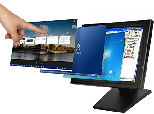 15 Inch LCD Touchscreen Monitor with Stand 1024x768 - LED Monitor Display VGA USB USB Media Player For Auto Home Retail Restaurant Bar Pub