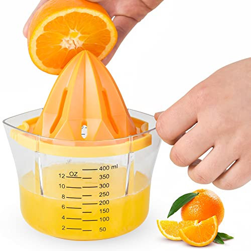 Lemon Squeezer Citrus Juicer ,Hand Juicer Citrus Lemon Orange juicer Lime Press Manual Juicer Squeezer with Built-in Measuring Cup Grater,5 in 1 Manual Juicer with Juicer Cup and Strainer