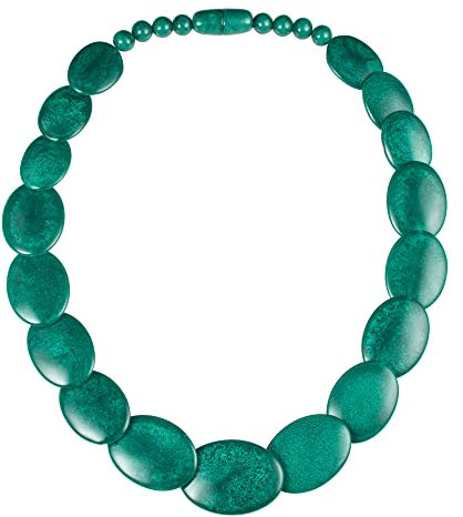 ZAVANA 60 cm Lange dunkelgrüne Statement-Halskette für Damen handgefertigte Boho Chic Chunky Halskette für Frauen in Smaragdgrün, eleganter tiefgrüner Bohemian Modeschmuck für Frauen