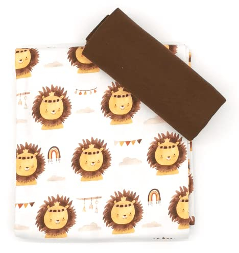 Mamikes Stoffpaket 0,5m Jersey + 0,25m Bündchen (wild animal dream lion braun), SPJBW