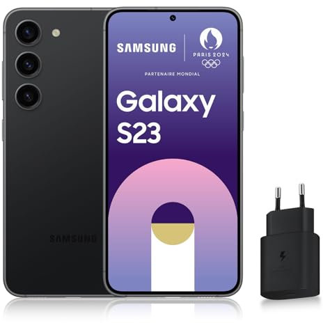 Samsung Galaxy S23 Smartphone Android 5G, 256 Go, Chargeur secteur rapide 25W inclus [Exclusivité Amazon], Smartphone déverrouillé, Noir, Version FR