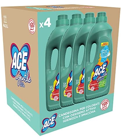 ACE Candeggina Gentile Regolare, Confezione da 4 Flaconi x 3,1 Litri