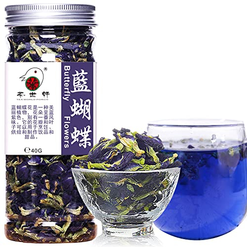 Plant Gift Dried Blue Butterfly Flowers Tea, Flores comestibles azules secas, teñidas con receta de té mariposa 40g / 1.41oz
