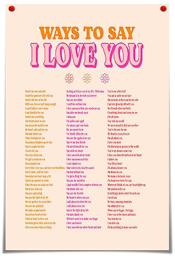 JCFOAS Trendiges rosa Leinwandbild, Aufschrift Ways To Say I Love You, adrettes Y2K-Dekor, ästhetisches Poster, Mitte des Jahrhunderts, moderner adretter Druck, Gemälde, flippiges Mädchen für