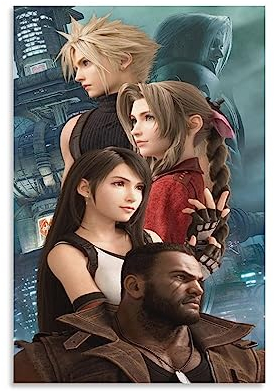 Thcbme FF7 Tifa Aerith Final Fan-tasy VII Remake Leinwand-Kunst-Poster, Geschenke, Schlafzimmer, Gemälde, Heimdekoration, hängende Bilder, ungerahmt, 40 x 60 cm
