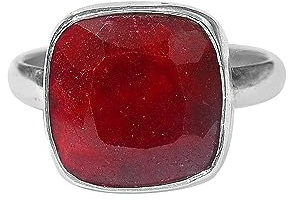 Meadows Corindón Anillo de Rubí 925 Anillo de declaración de plata esterlina para mujeres Tamaño 7 USA Anillo de piedras preciosas hecho a mano