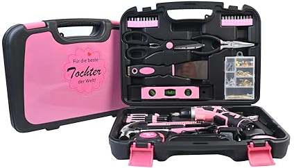 P & K 'Für die beste Tochter der Welt' – 136-teiliges personalisiertes Werkzeugkoffer-Set | Ideal für Heimwerkerinnen & DIY-Enthusiastinnen