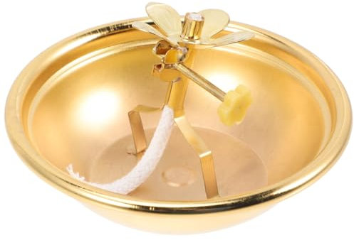 Alipis Öllampe Aus Messinglegierung Mit Verstellbarem Docht Buddhistische Butterlampe Für Haus Und Tempel Öllampenhalter Für Ghee- Und Kerosinlicht Dekorative Vintage Lampe