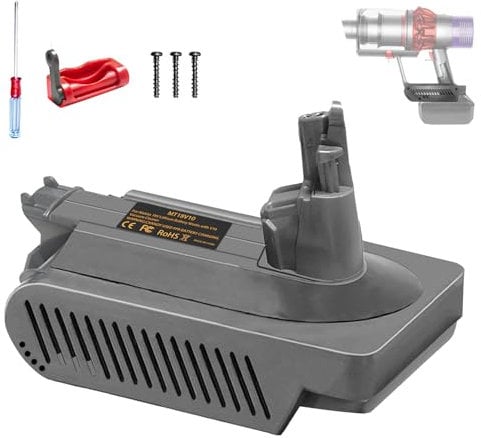 ASUNT V10 Adapter for MAKITA to for Dyson V10, Battery Converter for Makita18V Li-ion Battery to Work for Dy.Son Cyclone V10 Animal Absolute Fluffy SV12 Vacuum Cleaner W/Trigger Lock &Screwdriver