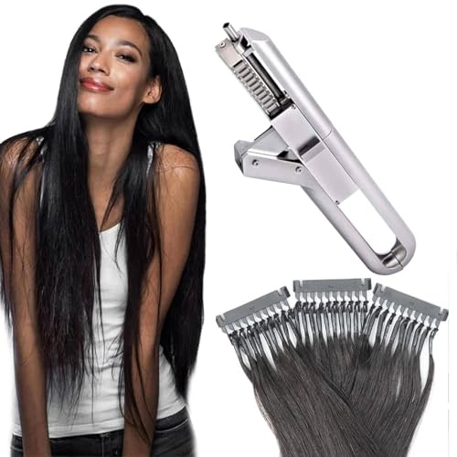 6D Hair Extension Machine Kit, 1st Generation 6D Hair Extension Gun, Human Hair No-Trace Hair Extensions Tool for Salon Human Hair