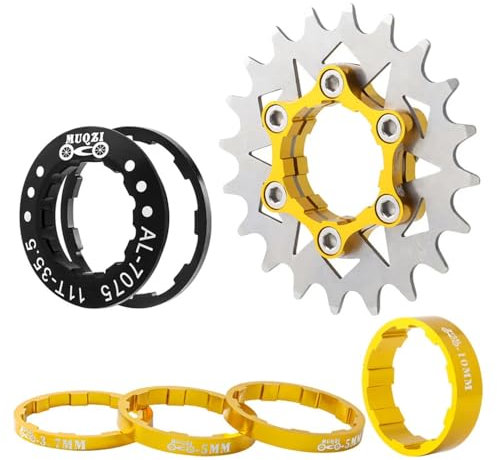 ZOCKZ Single Speed Kassette Cog 12/13/14/15/16/17/18/19/20/21/22T MTB Single Speed Conversion Kit Fahrrad Single Speed Bike Kassette Ritzel für 7-10 Gang HG Naben (Gold, 20T)